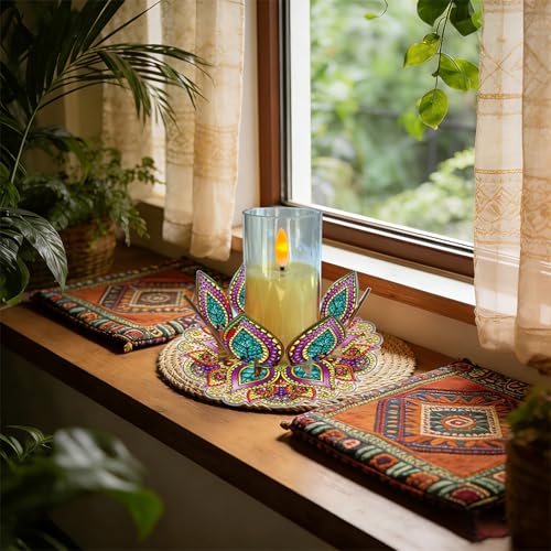 5D DIY Diamond Art Painting PVC Flower Candle Holders Tealight/Tea Light/Votive Candle Holder, for Table Centerpiece Home Décor Party Wedding Dinning-Flower-2 - color: Flower-2