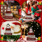 Lineshading 4 Pcs Winter Table Decoration Wooden Snowman Christmas Tiered Tray Decor Red Buffalo Plaid Block Signs Snowman Table Centerpiece Farmhouse Winter Decoration for Home Kitchen Shelf - style: Christmas Snowman