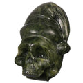 Nupuyai Natural Green Jade Skull with Santa Hat Statue for Home Office Decor, Healing Carved Stone Skeleton Head Figurine Collectible Sculpture for Christmas Halloween Reiki Healing Meditation - size: 3.85-4.05''