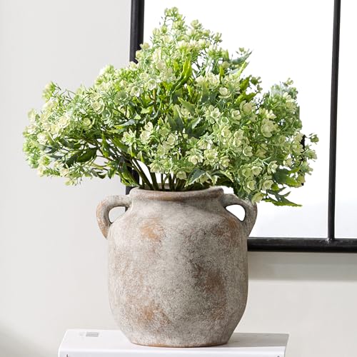 Ceramic Flower Vase Home Decor - 6 Inch Farmhouse Rustic Table Vases with Handle Living Room Decoration Decorative Vintage Pottery for Kitchen Shelf Coffee Dining Bookshelf Fireplace Centerpiece - color: 6" Retro