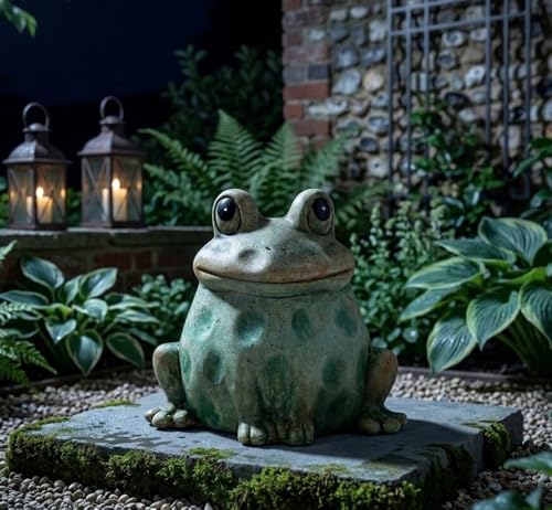Napco Imports Decorative 3 Inch Indoor or Outdoor Sculpture Figurine Garden Statue Green Spotted Frog