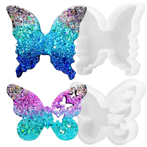 Butterfly Epoxy Resin Molds 2 Pack Butterflies Silicone Mold for Candle Making DIY Soap Resin Casting Art Crafts Mould Home Wedding Decoration Paperweight Craft Gift Concrete Cement Plaster Moulds - color: 2pcs Small Butterfly Molds