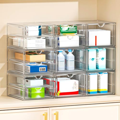 caktraie Versatile Acrylic Makeup Organizer, Drawer Organizer - Transparent Desktop Storage for Cosmetics, Office Supplies & More - Clear Organizer for Home & Office Use - size: 4 Drawers