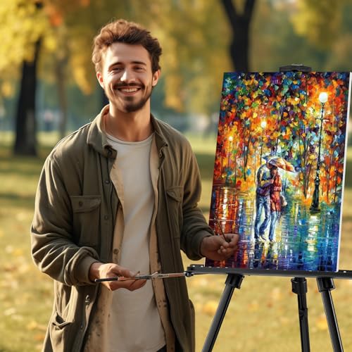 Art Easel for Painting and Display – 2pcs Adjustable Floor 66 Inch Folding Aluminum Easel Stand for Sign - Table Top Canvas Stand - Portable Drawing Paint Heavy Duty for Artist Adults Holder or Teen - style: 66B 2-Pack