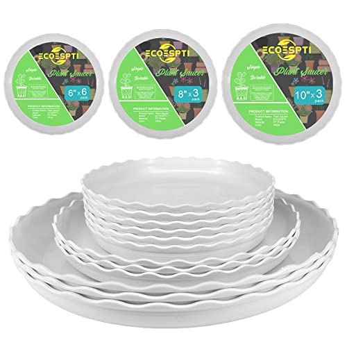 12Pcs Plant Saucer, 6 8 10 Inch Durable Plastic Plant Trays for Pots, White Round Plant Pot Saucers, Drip Tray for Indoor and Outdoor Garden - color: White (6" 8" 10")