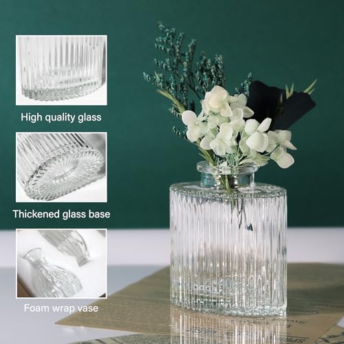 Glass Bud Vases Set of 4, 4 Sizes of Small Flower Vase for Party or Home Table Decorations