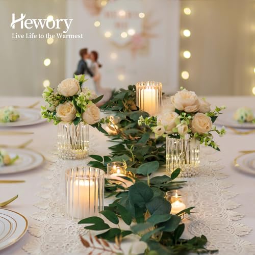 Hewory Glass Hurricane Candle Holder Set of 12, Clear Glass Candle Holders for Pillar Candles Floating Candles, 4 inch Glass Cylinder Hurricane Vases for Centerpieces Wedding Christmas Home Decor - size: 4 inch-12PCS
