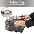 Mind Reader Stackable Paper Tray, Desktop Organizer, File Storage, Office, Metal Mesh, 2 Pcs., Black - color: Black