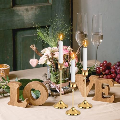 6pcs Gold Candle Holders, Candlestick Holders Taper Candle Holders for Pillar Candles Sticks Holder Decor Halloween Christmas Decorations Candle Candelabros para Centros de Mesa - color: Gold - 6pcs