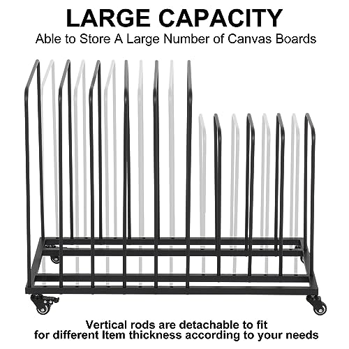 ikare Art Canvas Storage Rack, Art Drying Painting Rack with Wheels, Adjustable Art Storage Easel Display Stands for Canvas Boards, Panel, Crafts Drying & Print Racks, Frame