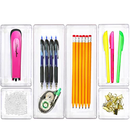 Simple Houseware Clear Drawer Organizer for Office Bin Desk Storage, Assorted Size, 6 Packs - size: Assorted Sizes
