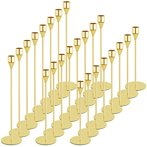 Gold Candlestick Holder Set of 24 for Taper Candles, Decorative Candle Holders Bulk Candle Stick Holders Taper Candle Holders for Table Centerpiece Wedding Dinning Party Anniversary Home Decor - color: Gold
