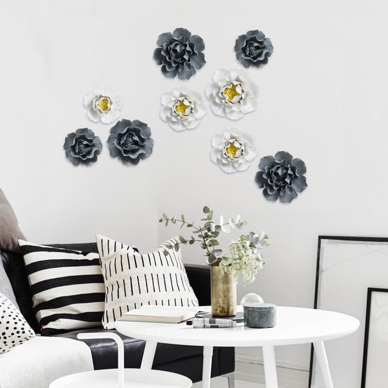 CEUYGT Handmade 3D Ceramic Wall Art Hanging Sculpture white Flower Wall Decor For Living Room Bedroom And Bathroom White Peony 3.54" (Medium) - color: White, size: 3.5"L x 3.5"W