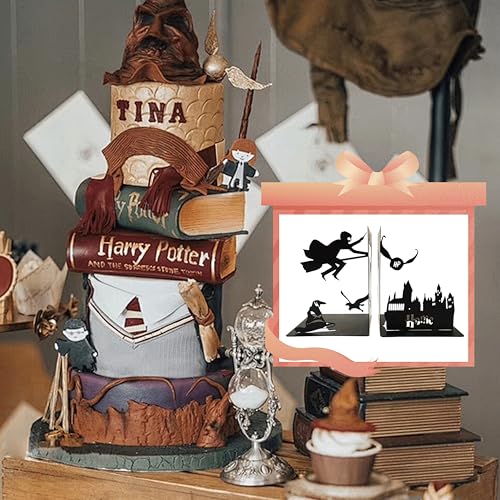 Black Magic Book Stopper - Decorative Bookends for Bookshelf - Unique Gifts for Family Friends Kids, Study Room Home Office Decor