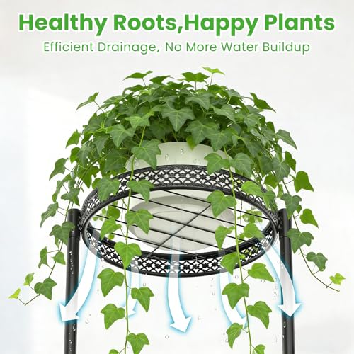 3 Tier Large Plant Stand Indoor Outdoor Clearance 10in Wide Metal Wood Plant Stand for Multiple Plants Black Tall Narrow Plants Display Organizer for Corner Living Room Porch Patio Garden Office