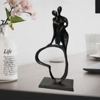 Eternal Love Cast Iron Sculpture, Romantic Couple Statue, Modern Metal Art, Wedding Anniversary Engagement Valentine's Day Gift - style: Eternal Love