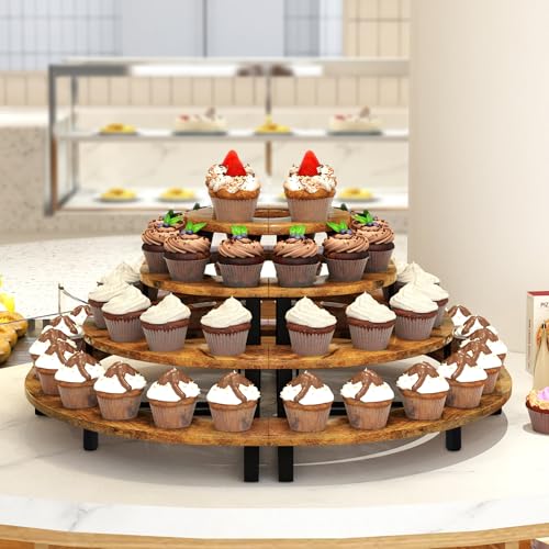 ELITEROO Wooden Display Stand, Tiered Display Riser with Metal Frame for Perfume Cupcakes Collectibles, Tabletop Retail Display Shelves Rack for Vendors Craft Show, Corner Curved - size: Curved Corner