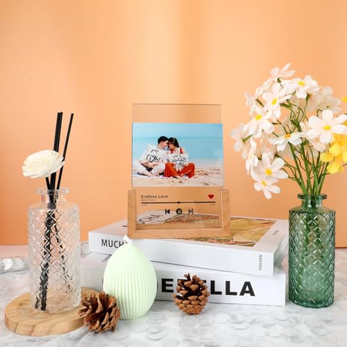 Glass Bud Vase, Flower Bottle, Small Vase, 6 Sets, Simple, Solid, for Mum or Lady, Classy Gift for Mother's Day, Anniversary, Wedding, Amber - color: Amber