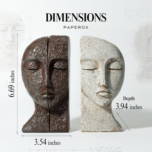Heavy Duty Book Ends for Shelves - Book Ends for Heavy Books, Book Stopper for Shelves, Bookends for Shelves, Book Ends Unique, Bookends Decorative, Aesthetic Bookshelf Decor, The Tranquil Faces