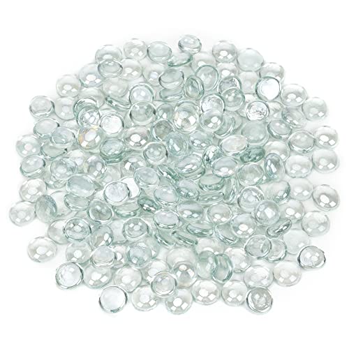 Mr. Fireglass 10 Pound Fire Glass Beads, 1/2" Reflective Round Fire Glass Drops for Fireplace Fire Pit & Lanscaping, High Luster Crystal Ice (Pack of 2) - color: Crystal Ice, size: 1/2 inch, 10 Pounds (Pack of 2)