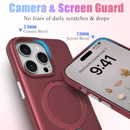 ankofave for iPhone 14 Pro Max Case with Magnetic Invisible Stand, Matte Luxury Metallic Luster, 3.0 mm Thick Protection Hard PC Scratch-Resistant Phone Case for iPhone 14 Pro Max 6.7", Wine Red - color: Wine Red, size: iPhone 14 Pro Max