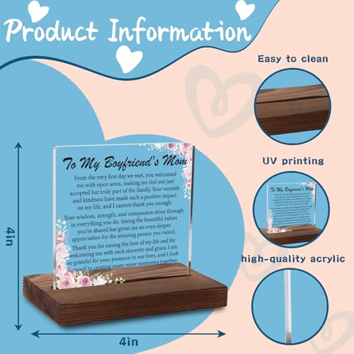 Heartfelt Gratitude Acrylic Plaque Gift, Precious Gift for Boyfriend's Mom, Sentimental Future Mother-In-Law Appreciation Decor, Keepsake with Wooden Stand, XXD193 - style: Boyfriend's Mom