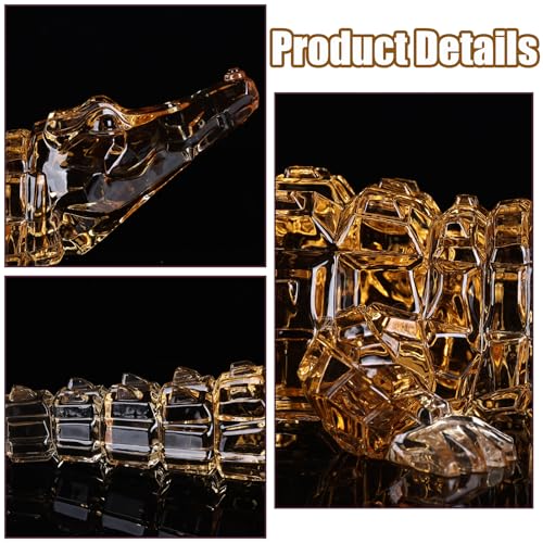 Acrylic Alligator Statue – Clear Crystal Glass Style Crocodile Figurine, Modern Luxury Art Collectible Sculpture for Living Room, Home and Office Table Decor & Housewarming Gift (Gold) - color: Gold