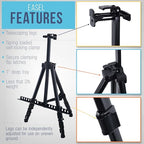 U.S. Art Supply 66" Black Metal Tripod Easel Display (2 Pack) - Adjustable 20"- 5.5', Holds 32" Canvas - Floor/Tabletop Easel Stand, for Sign Display, Painting, Poster Board, Canvas - Portable Bag