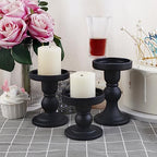 6-Piece Set of Black Glass Candlestick, Crystal Candlestick Holder Holder and Conical Candle, Christmas Candle Holder Decoration, Family Living Room Wedding Candle Holder (black2sets) - color: Black2sets