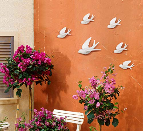 FANWNKI Ceramic Flying Birds Sparrows Wall Mount Hanging Decor-White-2Pack,Right - size: Right