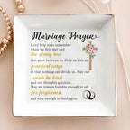 Christian Wedding Gifts for Couple, Marriage Prayer 4" Ceramic Jewelry Dish for Women, Religious Wedding Gift for Newlyweds, Wife - Married Couples Anniversary - Mr & Mrs, Bridal Shower Gift - color: Marriage Prayer
