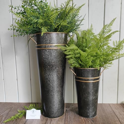 Hosley Set of 4 Metal Vases with Zinc Finish 9 Inch High Ideal Gift for Wedding Special Occasion Home Office Dried Floral Arrangements - color: Zinc2