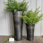 Hosley Set of 4 Metal Vases with Zinc Finish 9 Inch High Ideal Gift for Wedding Special Occasion Home Office Dried Floral Arrangements - color: Zinc2