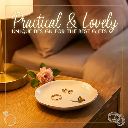 InnoBeta Butterfly Gifts for Women, Ceramic Jewelry Tray, Decorative Trinket Dish for Rings Earrings Necklaces Bracelet, 4.75"
