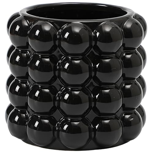 Bubble Vase, Black Ceramic Vase for Flowers, Boho Vases for Home Decor, Decorative Vases for Living Room, Office, Bathroom, Shelf, Fireplace, Farmhouse, Coffee Table, 5 Inches - color: Black, size: Medium