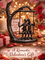 Couple Swing Statue, Solid Cast Iron Romantic Couple Figurine, for Wife Husband, Valentine’s Day Gift for Him Her, Modern Home Decor for Shelf Mantel, 6.46" Tall