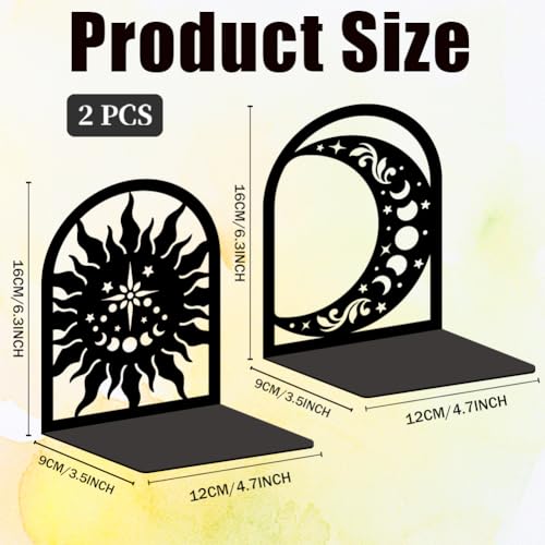 Sun Moon Metal Bookends for Shelves, High-end and Classy Book Ends for Bookshelf Decorative Books, Book Ends for Heavy Books Used for Home Office Desk Organizer and Library Decor - style: Sun Moon
