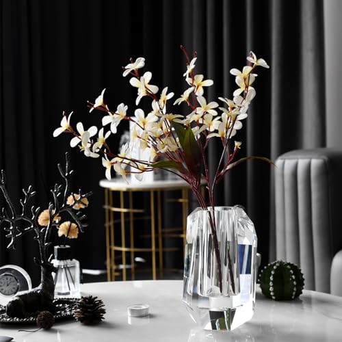 Crystal Vase Home Decor 7.87 Inch, Multi-Faceted Design Vase Centerpieces Decorations for Wedding or Gift, Clear Color with Gift Box - size: Medium