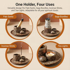 Palo Santo Sticks Holder, Multi-Purpose Handmade Ceramic Incense Burner for Palo Santo Incense Sticks, Sage Holder for Burning, Ash Catcher Tray for Meditation Yoga Room-Brown White - color: Brown White