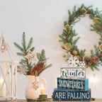 Yuntau 6 Pcs Winter Snowflakes Table Decorations Christmas Snowflake Centerpieces for Tables Winter Tiered Tray Decor Rustic Wood Snow Sign Farmhouse for Wonderland Party Kitchen Shelf Home - style: Snowfake