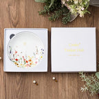 Crisky Initial Jewelry Tray Ring Dish & Gift Box, Ceramic Flower Trinket Dish for Rings Earrings Necklaces Keys, Bridal Shower Engagement Birthday Gift for Women, Friends 4.57" (Gold Foil E - style: Initial E