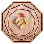 Set of 3 Acacia Wood Serving Trays Cheese Platters Party Hosting Essentials Gifts Charcuterie Board for Vegetable Fruit Food Round Tray Wooden Appetizer Platter Christmas Plates Dish Serving Boards - size: 12&10&8 inch (3 Pcs)