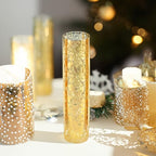 WGVI Hurricane Candle Holder Sleeve, W: 2.5", Ht: 10", Gold Speckled Glass Cylinder Open Both Ends, Chimney Tube Shade, 1 Piece - size: 2.5x10"H
