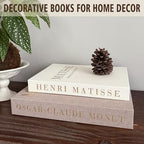 Decorative Books for Home Decor, Coffee Table Decor with Linen White Books Stack Bookshelf, Fake Book Double as Libros Decorativos and Photo Storage (2 Piece Set)