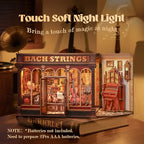 CUTEFUN Book Nook Kit - 3D Puzzle Musical Instrument Store Bookend Bookshelf Decor for Adults, Tiny House Miniature Model Building Kits, DIY Crafts Gifts for Teens & Book Lovers (Bach Strings) - style: Musical Instrument Shop