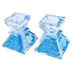 Tamara Baskin Art Glass – Handmade Crystal Shabbat Candle Holders Set - Sparkling Sky Blue - color: Sparkling Sky Blue