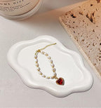 Ceramic Jewelry Dish for Women, Jewelry Tray Trinket Dish, Cloud Tray Jewelry Plate, Watch Keys Tray Ring Dish Holder for Mother's Day/Christmas/Thanksgiving/Birthday Gift, Off-White Spotted - color: Spotted Matte White