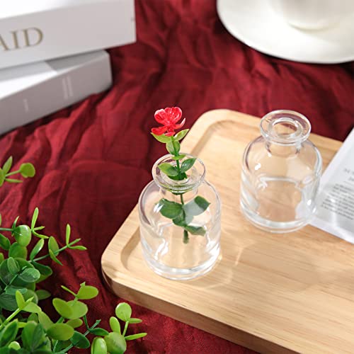 Mimorou 24 Pack Clear Glass Bud Vases Bulk Small Vintage Glass Bottles for Rustic Wedding Centerpieces, Table Decor, Flower Arrangements Mini Floral Vases for Home Party, Reception(2 x 2.8 in) - size: 2 x 2.8 In