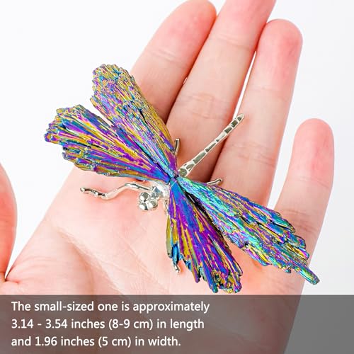 Dragonfly Decor Tourmaline Crystal Statue Natural Electroplated Blue Collection Natural Home Decor Healing Blue Crystals Gift for Women (Silver Colorful Dragonfly-S, Small Size) - color: Colorful Dragonfly-s, size: Small Size