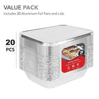 Foil Pans with Lids - 9x13 Aluminum Pans with Covers - 20 Foil Pans and 20 Foil Lids - Disposable Food Containers Great for Baking, Cooking, Heating, Storing, Prepping Food Silver, Stock Your Home - size: 20 Pack W/ Lids